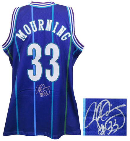 Alonzo Mourning Signed Hornets 1994 Purple M&N Authentic Jersey - SCHWARTZ COA