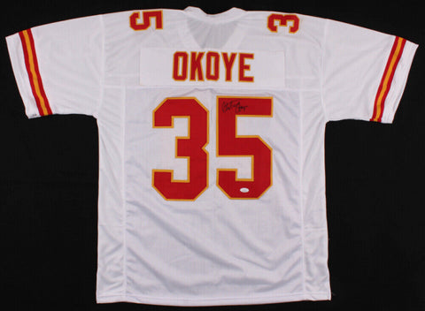 Christian Okoye Signed Kansas City Chiefs Jersey (JSA Hologram) Running Back