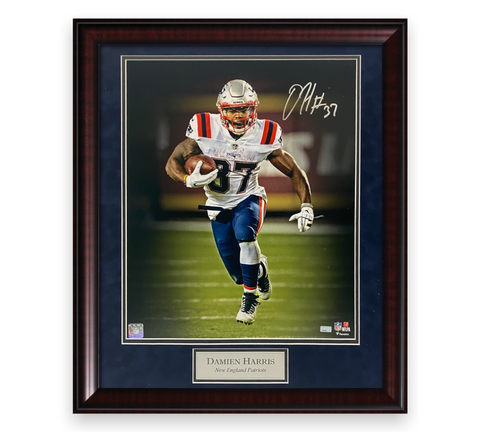 Damien Harris Signed Autographed 16x20 Photo Custom Framed to 20x24 NEP