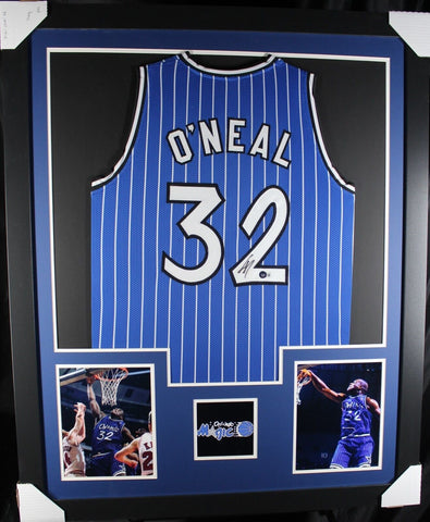 SHAQUILLE O'NEAL (Magic blue TOWER) Signed Autographed Framed Jersey JSA