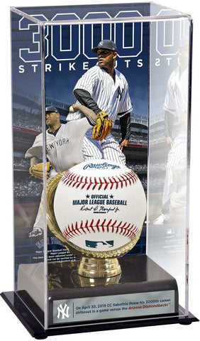 CC Sabathia NY Yankees 3000 Career Strikeouts Gold Glove Display Case with Image