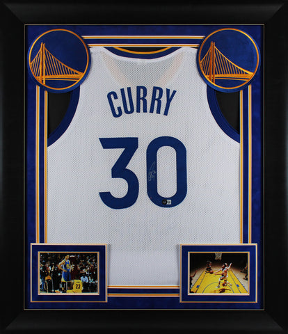 Stephen Curry Authentic Signed White Pro Style Framed Jersey Autographed BAS