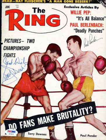 Terry Downes & Paul Pender Autographed The Ring Magazine Cover PSA/DNA #S47612
