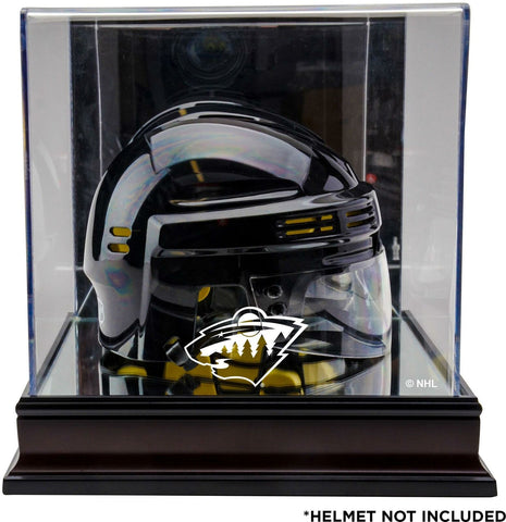 Minnesota Wild Mahogany Logo Mini Helmet Display Case
