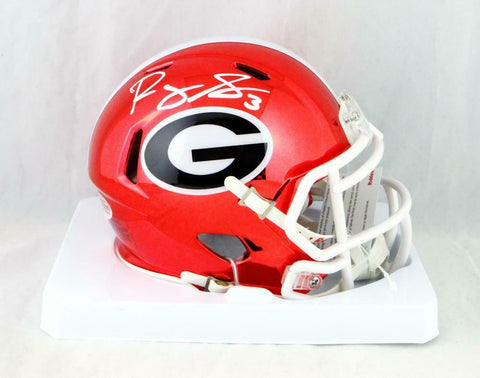 Roquan Smith Autographed Georgia Bulldogs Chrome Mini Helmet- Beckett Auth *Whit