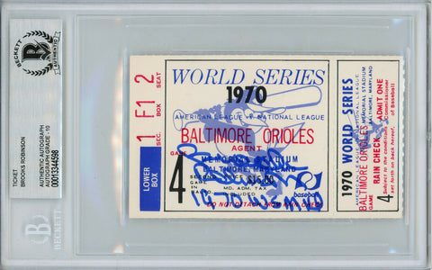 Brooks Robinson Autographed 1970 World Series Ticket Game 4 MVP BAS Slab 31613