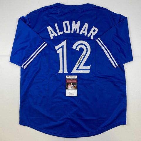 Autographed/Signed Roberto Alomar Toronto Blue Baseball Jersey JSA COA