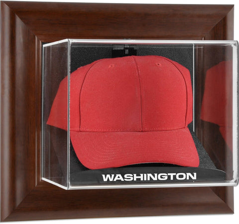 Washington Football Team Brown Framed Wall-Mountable Cap Team Logo Display Case