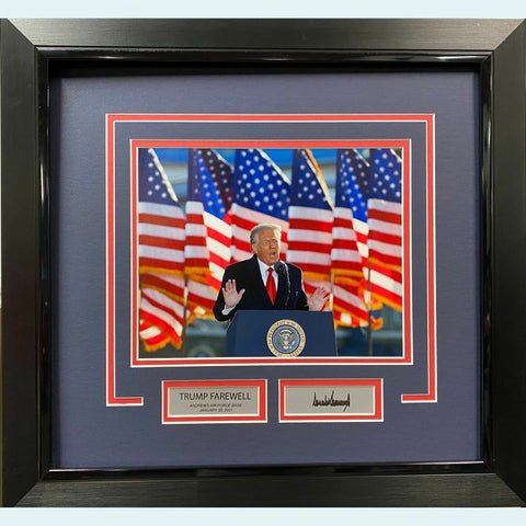Framed President Donald Trump Laser Engraved Auto Farewell Address 18x19 Photo