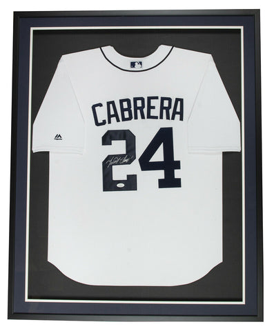 Miguel Cabrera Signed Framed Tigers White Majestic Cool Base Baseball Jersey JSA