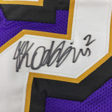 Framed Autographed/Signed JK J.K. Dobbins 33x42 Baltimore Purple Jersey JSA COA