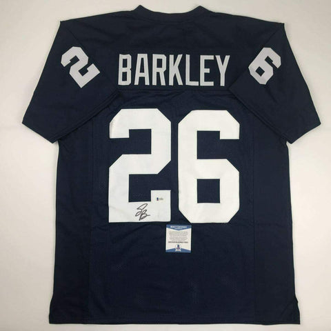 Autographed/Signed Saquon Barkley Penn State Blue College Jersey Beckett COA