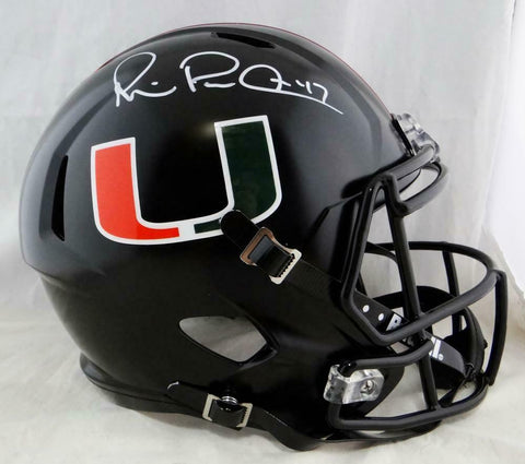 Michael Irvin Autographed F/S Riddell Miami Hurricanes Black Speed Helmet- JSA W
