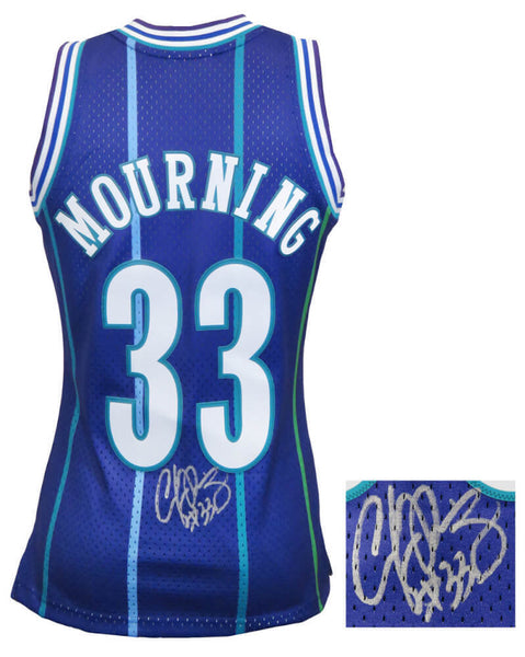 Alonzo Mourning Signed Charlotte Hornets 1994 Purple M&N Swingman Jersey -SS COA
