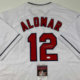 Autographed/Signed Roberto Alomar Cleveland White Baseball Jersey JSA COA