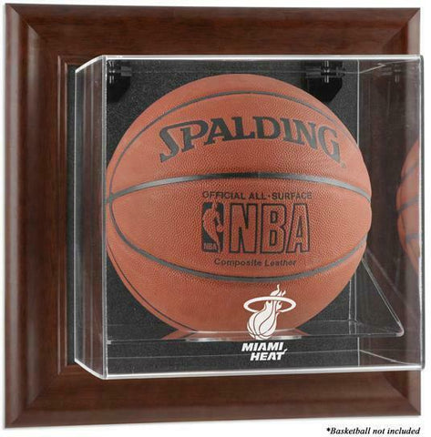 Miami Heat Brown Framed Wall-Mountable Basketball Display Case - Fanatics