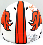 Shannon Sharpe Autographed Denver Broncos Lunar Mini Helmet- Beckett W* Orange