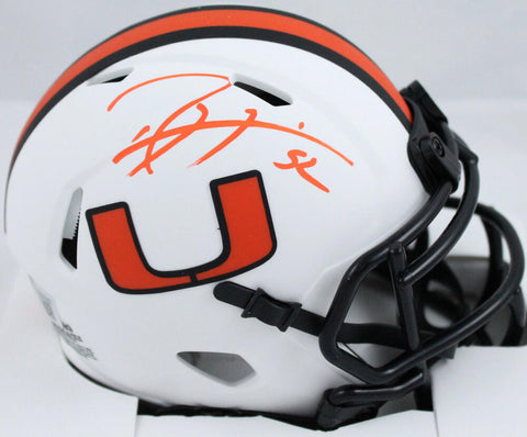 Ray Lewis Autographed Miami Hurricanes Lunar Speed Mini Helmet-Beckett W Holo