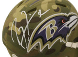 Ray Lewis Autographed Baltimore Ravens Camo Mini Helmet Beckett 36150