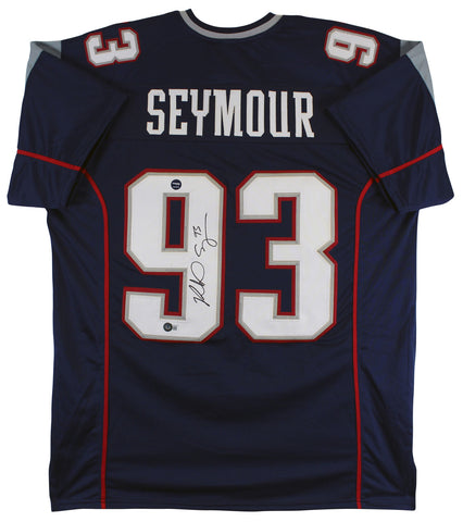 Richard Seymour Authentic Signed Navy Blue Pro Style Jersey BAS Witnessed