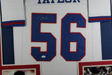 LAWRENCE TAYLOR (Giants white TOWER) Signed Autographed Framed Jersey JSA FLAW