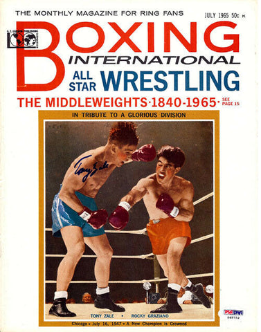 Tony Zale Autographed Signed International Boxing Magazine Cover PSA/DNA #S48752
