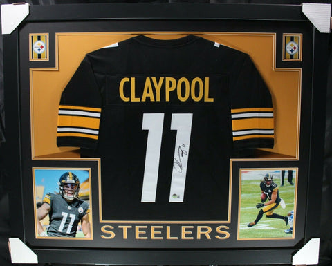 CHASE CLAYPOOL (Steelers black SKYLINE) Signed Autographed Framed Jersey Beckett
