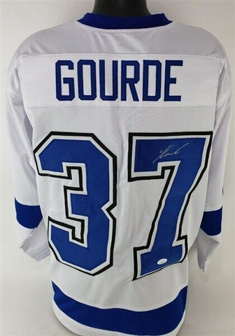 Yanni Gourde Signed Tampa Bay Lightning Jersey (JSA COA) Back/Back Stanley Cups