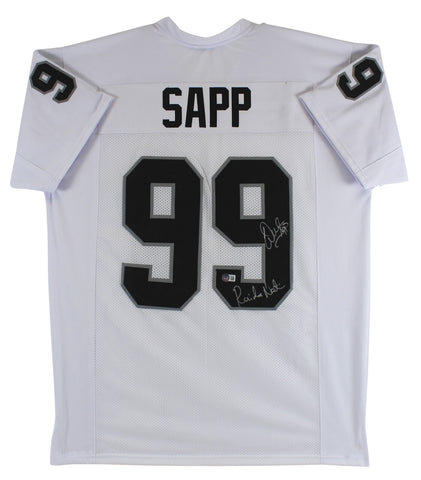 Warren Sapp "Raider Nation" Authentic Signed White Pro Style Jersey BAS Witness