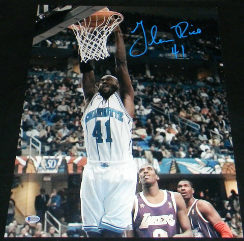 GLEN RICE SIGNED AUTOGRAPHED CHARLOTTE HORNETS 16x20 PHOTO BECKETT