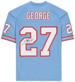 FRMD Eddie George Houston Oilers Signed Mitchell & Ness Light Blue Rep Jersey