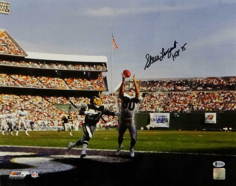 Steve Largent Signed Seattle Seahawks 16x20 PFCatching TD - Beckett Auth *Blk
