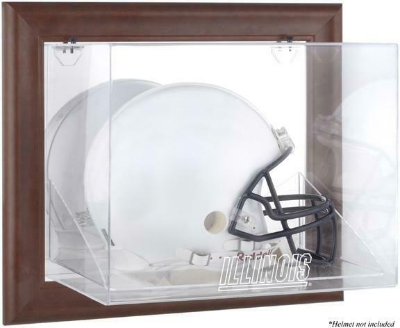 Illinois Brown Framed Wall-Mountable Helmet Display Case-Fanatics
