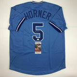 Autographed/Signed BOB HORNER Atlanta Light Blue Baseball Jersey JSA COA Auto