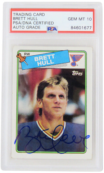 Brett Hull Autographed Blues 1988 Topps Rookie Card #66 - (PSA- Auto 10)
