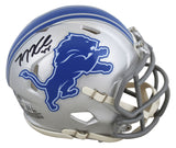 Lions T.J. Hockenson Authentic Signed Speed Mini Helmet Autographed BAS Witness