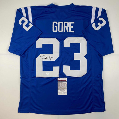 Autographed/Signed Frank Gore Indianapolis Blue Football Jersey JSA COA