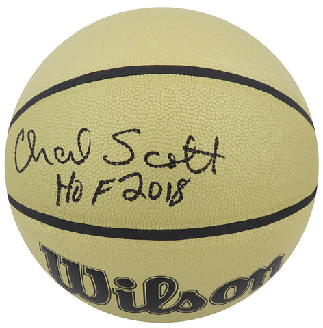 Charlie Scott Signed Wilson Gold NBA Basketball w/HOF 2018 - (SCHWARTZ COA)