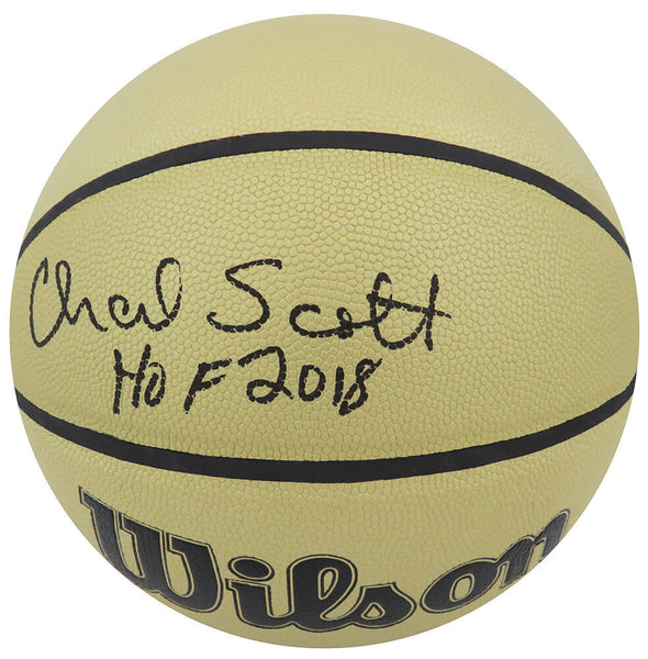 Charlie Scott Signed Wilson Gold NBA Basketball w/HOF 2018 - (SCHWARTZ COA)