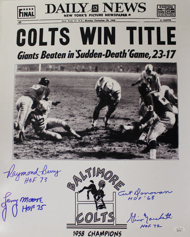 Baltimore Colts Hall Of Fame Autographed/Signed 16x20 Photo 5 Sigs JSA 36428