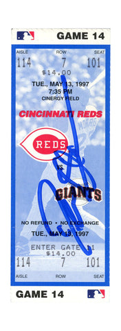 Deion Sanders Signed Cincinnati Reds 5/13/1997 vs Giants Ticket BAS 37233