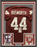 Framed Autographed/Signed Brian Bosworth 33x42 Oklahoma Red Jersey JSA COA