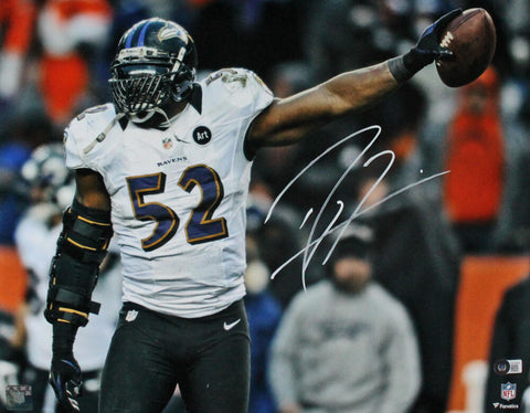 Ray Lewis Autographed Baltimore Ravens 16x20 FP Ball in Hand Photo-BeckettW Holo