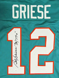 Bob Griese Autographed Teal Pro Style Jersey w/ Insc - JSA W Auth *1