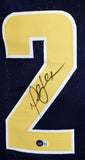 Marshall Faulk Autographed Blue Light Gold Pro Style STAT Jersey- Beckett W Holo