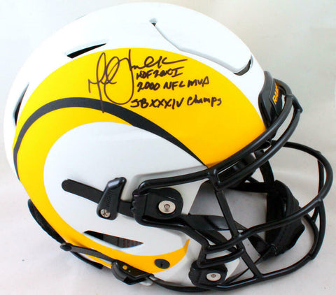 Marshall Faulk Signed Rams SpeedFlex FS Lunar Helmet w/3Insc.- Beckett W Holo
