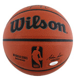Rockets Hakeem Olajuwon & Clyde Drexler Signed Wilson NBA Basketball JSA Witness