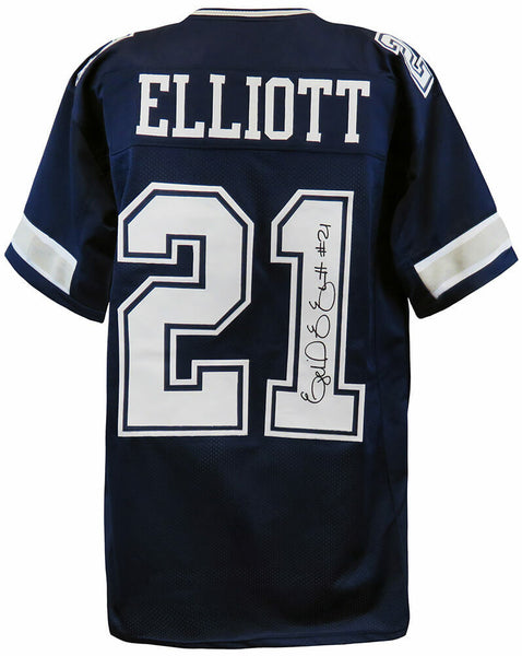 Ezekiel Elliott (COWBOYS) Signed Navy Custom Football Jersey - (SCHWARTZ COA)