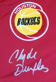 Rockets Hakeem Olajuwon & Clyde Drexler Signed Red M&N Warmup Jacket BAS Witness