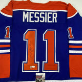 Autographed/Signed MARK MESSIER Edmonton Blue Hockey Jersey JSA COA Auto